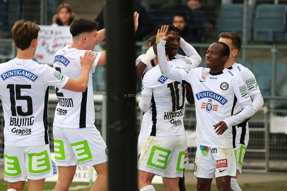 Sturm Graz - Blau-Weiss Linz
Oesterreichische Fussball Bundesliga, 19. Runde, SK Sturm Graz - FC Blau-Weiss Linz, Stadion Liebenau Graz, 23.02.2025. 

Foto zeigt Malick Junior Yalcouye (Sturm)
Schlüsselwörter: torjubel