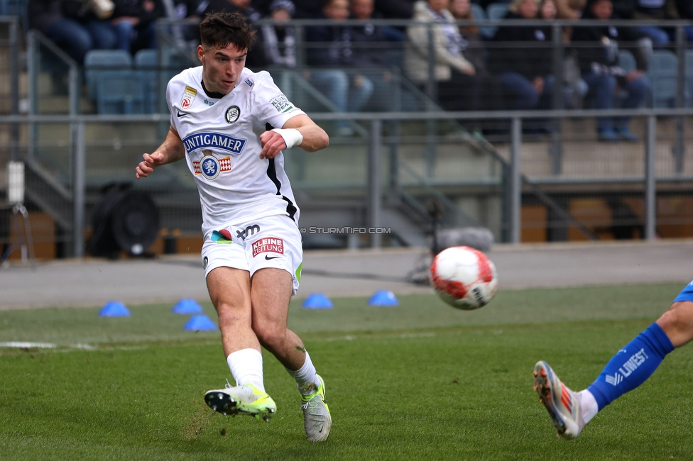 Sturm Graz - Blau-Weiss Linz
Oesterreichische Fussball Bundesliga, 19. Runde, SK Sturm Graz - FC Blau-Weiss Linz, Stadion Liebenau Graz, 23.02.2025. 

Foto zeigt Max Johnston (Sturm)
