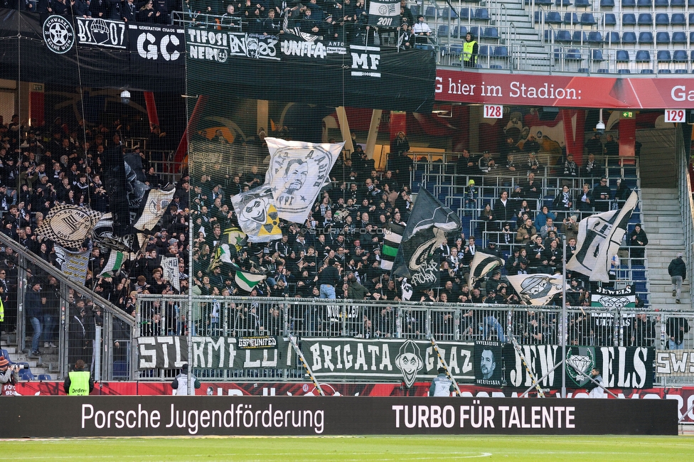 RB Salzburg - Sturm Graz
Oesterreichische Fussball Bundesliga, 20. Runde, FC RB Salzburg - SK Sturm Graz, Stadion Wals-Siezenheim, 02.03.2024. 

Foto zeigt Fans von Sturm
