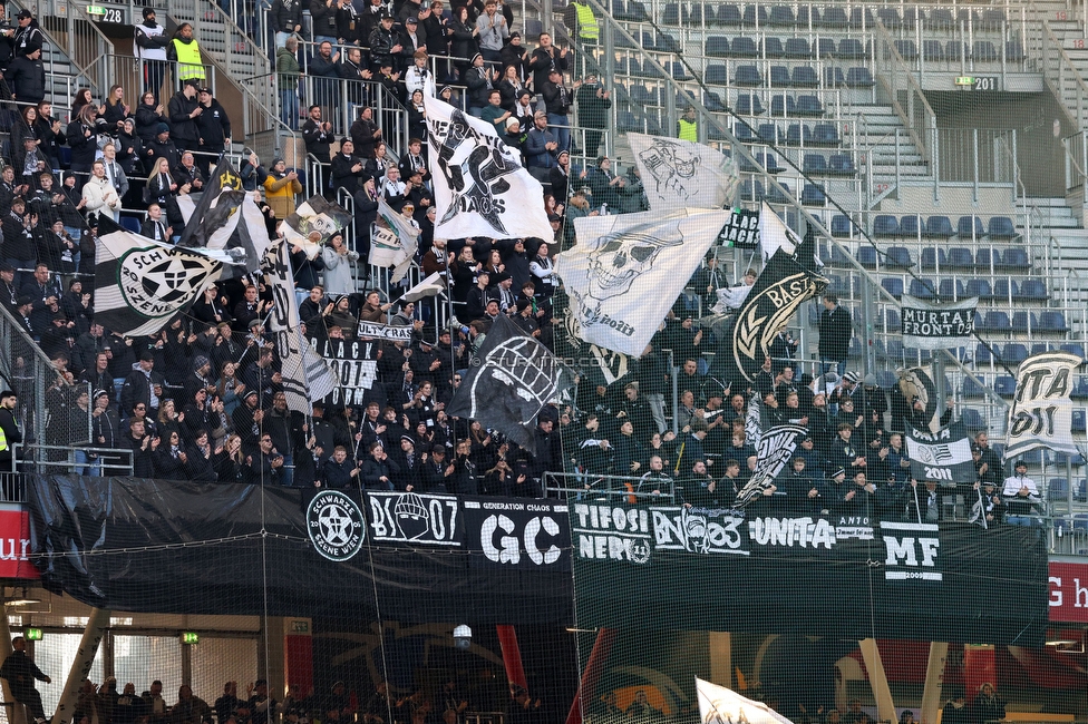 RB Salzburg - Sturm Graz
Oesterreichische Fussball Bundesliga, 20. Runde, FC RB Salzburg - SK Sturm Graz, Stadion Wals-Siezenheim, 02.03.2024. 

Foto zeigt Fans von Sturm
