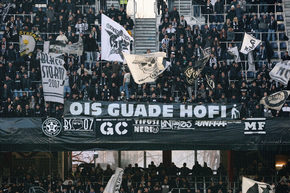 RB Salzburg - Sturm Graz
Oesterreichische Fussball Bundesliga, 20. Runde, FC RB Salzburg - SK Sturm Graz, Stadion Wals-Siezenheim, 02.03.2024. 

Foto zeigt Fans von Sturm mit einem Spruchband
Schlüsselwörter: extrema