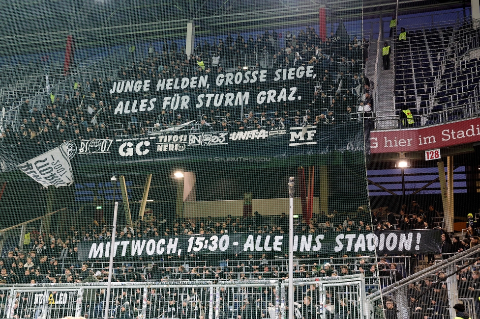 RB Salzburg - Sturm Graz
Oesterreichische Fussball Bundesliga, 20. Runde, FC RB Salzburg - SK Sturm Graz, Stadion Wals-Siezenheim, 02.03.2024. 

Foto zeigt Fans von Sturm
