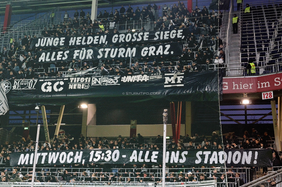 RB Salzburg - Sturm Graz
Oesterreichische Fussball Bundesliga, 20. Runde, FC RB Salzburg - SK Sturm Graz, Stadion Wals-Siezenheim, 02.03.2024. 

Foto zeigt Fans von Sturm
