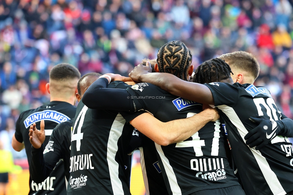 Sturm Graz - Blau-Weiss Linz
Oesterreichische Fussball Bundesliga, 19. Runde, SK Sturm Graz - FC Blau-Weiss Linz, Stadion Liebenau Graz, 23.02.2025. 

Foto zeigt Jon Gorenc-Stankovic (Sturm)
Schlüsselwörter: torjubel