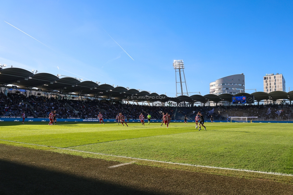 Sturm Graz U19 - Olympiacos
UEFA Youth League Achtelfinale, SK Sturm Graz U19 - Olympiacos FC, Stadion Liebenau Graz, 05.03.2025. 

Foto zeigt eine Innenansicht Stadion Liebenau
