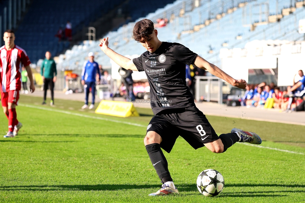 Sturm Graz U19 - Olympiacos
UEFA Youth League Achtelfinale, SK Sturm Graz U19 - Olympiacos FC, Stadion Liebenau Graz, 05.03.2025. 

Foto zeigt Martin Kern (Sturm)
