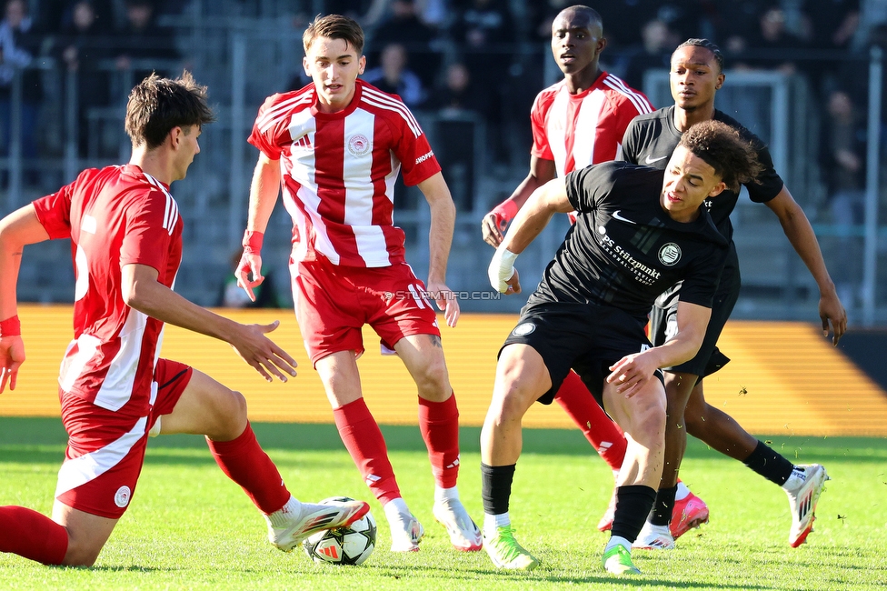 Sturm Graz U19 - Olympiacos
UEFA Youth League Achtelfinale, SK Sturm Graz U19 - Olympiacos FC, Stadion Liebenau Graz, 05.03.2025. 

Foto zeigt Jacob Hoedl (Sturm)
