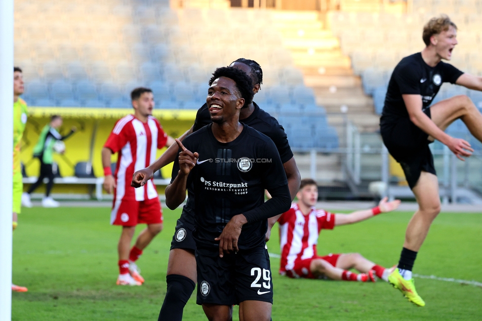 Sturm Graz U19 - Olympiacos
UEFA Youth League Achtelfinale, SK Sturm Graz U19 - Olympiacos FC, Stadion Liebenau Graz, 05.03.2025. 

Foto zeigt Youba Koita (Sturm)
Schlüsselwörter: torjubel