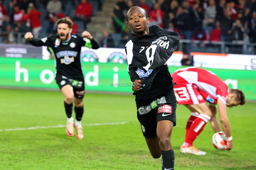 GAK - Sturm Graz
Oesterreichische Fussball Bundesliga, 21. Runde, Grazer AK - SK Sturm Graz, Stadion Liebenau Graz, 09.03.2024. 

Foto zeigt Malick Junior Yalcouye (Sturm)
Schlüsselwörter: torjubel