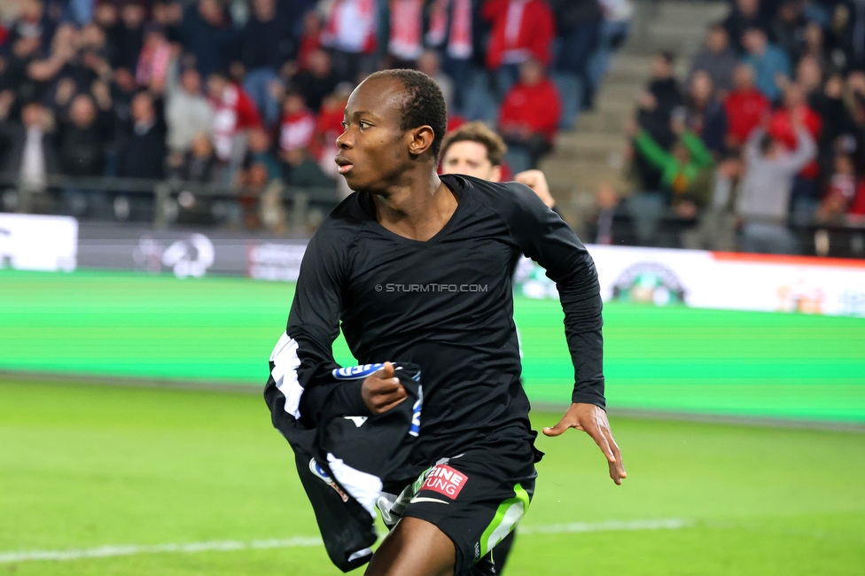 GAK - Sturm Graz
Oesterreichische Fussball Bundesliga, 21. Runde, Grazer AK - SK Sturm Graz, Stadion Liebenau Graz, 09.03.2024. 

Foto zeigt Malick Junior Yalcouye (Sturm)
Schlüsselwörter: torjubel