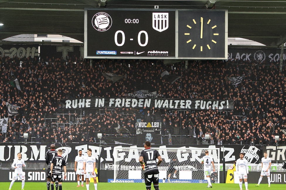 Sturm Graz - LASK
Oesterreichische Fussball Bundesliga, 22. Runde, SK Sturm Graz - Linzer ASK, Stadion Liebenau Graz, 16.03.2025. 

Foto zeigt Fans von Sturm mit einem Spruchband
