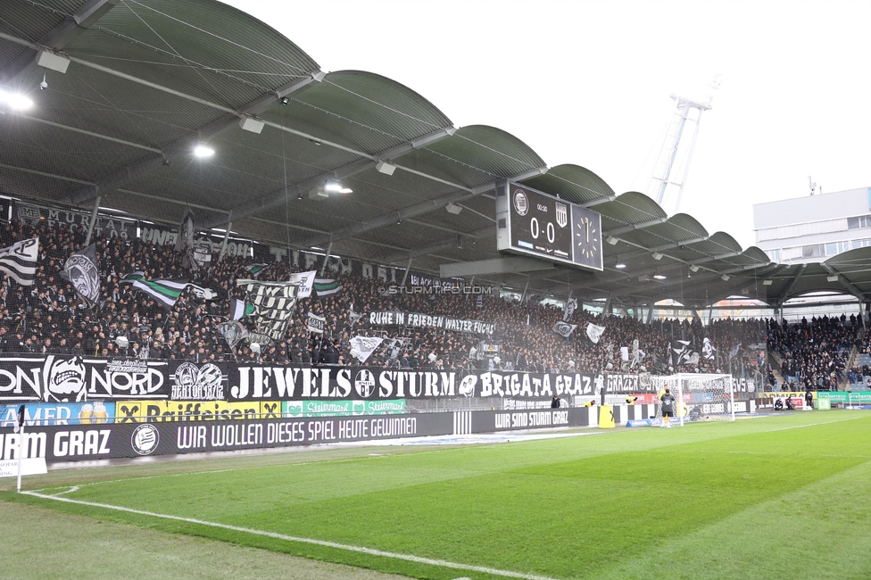 Sturm Graz - LASK
Oesterreichische Fussball Bundesliga, 22. Runde, SK Sturm Graz - Linzer ASK, Stadion Liebenau Graz, 16.03.2025. 

Foto zeigt Fans von Sturm mit einem Spruchband
