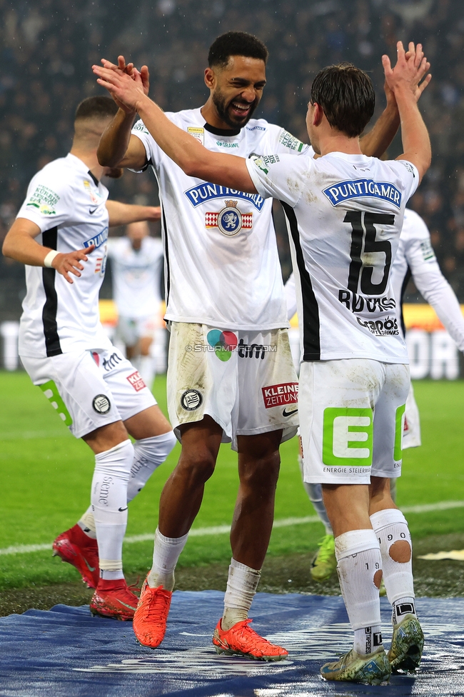 Sturm Graz - LASK
Oesterreichische Fussball Bundesliga, 22. Runde, SK Sturm Graz - Linzer ASK, Stadion Liebenau Graz, 16.03.2025. 

Foto zeigt Gregory Wuethrich (Sturm) und William Boeving (Sturm)
