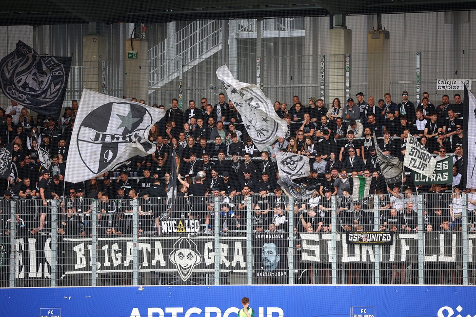 BW Linz - Sturm Graz
Oesterreichische Fussball Bundesliga, 29. Runde, Blau-Weiss Linz - SK Sturm Graz, Hofmann Personal Stadion Linz, 04.05.2025. 

Foto zeigt Fans von Sturm
