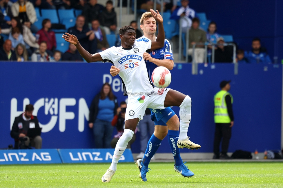 BW Linz - Sturm Graz
Oesterreichische Fussball Bundesliga, 29. Runde, Blau-Weiss Linz - SK Sturm Graz, Hofmann Personal Stadion Linz, 04.05.2025. 

Foto zeigt Amady Camara (Sturm)
