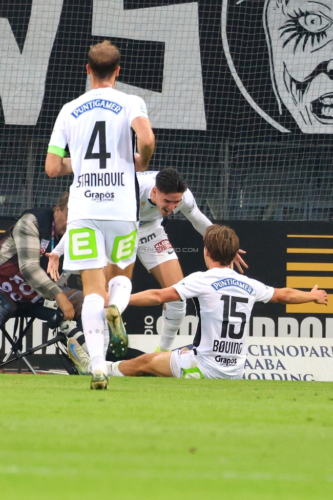Sturm Graz - RB Salzburg
Oesterreichische Fussball Bundesliga, 30. Runde, SK Sturm Graz - FC RB Salzburg, Stadion Liebenau Graz, 09.05.2025. 

Foto zeigt William Boeving (Sturm)
Schlüsselwörter: torjubel