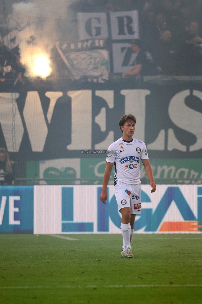 Sturm Graz - RB Salzburg
Oesterreichische Fussball Bundesliga, 30. Runde, SK Sturm Graz - FC RB Salzburg, Stadion Liebenau Graz, 09.05.2025. 

Foto zeigt William Boeving (Sturm)
Schlüsselwörter: torjubel