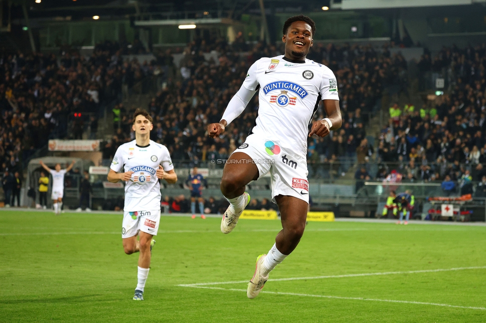 Sturm Graz - RB Salzburg
Oesterreichische Fussball Bundesliga, 30. Runde, SK Sturm Graz - FC RB Salzburg, Stadion Liebenau Graz, 09.05.2025. 

Foto zeigt Tochi Phil Chukwuani (Sturm)
Schlüsselwörter: torjubel