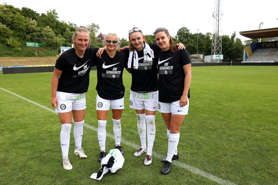 First Vienna - Sturm Damen
OEFB Frauen Bundesliga, 24. Runde, First Vienna FC 1894 - SK Sturm Graz Damen, Naturarena Hohe Warte Wien, 17.05.2025. 

Foto zeigt Sandra Jakobsen (Sturm Damen), Laura Lillholm-Petersen (Sturm Damen), Rebecca Villena (Sturm Damen) und Laura Riesenbeck (Sturm Damen)
