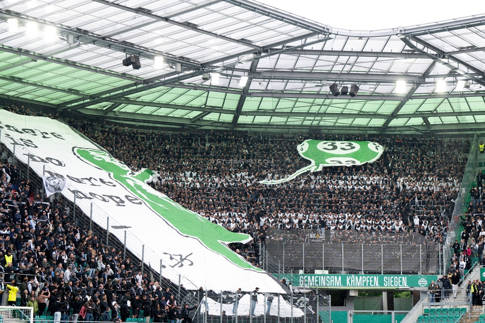 Rapid Wien - Sturm Graz
Oesterreichische Fussball Bundesliga, 31. Runde, SK Rapid Wien - SK Sturm Graz, Weststadion Wien, 18.05.2024. 

Foto zeigt Fans von Sturm mit einer Choreografie
