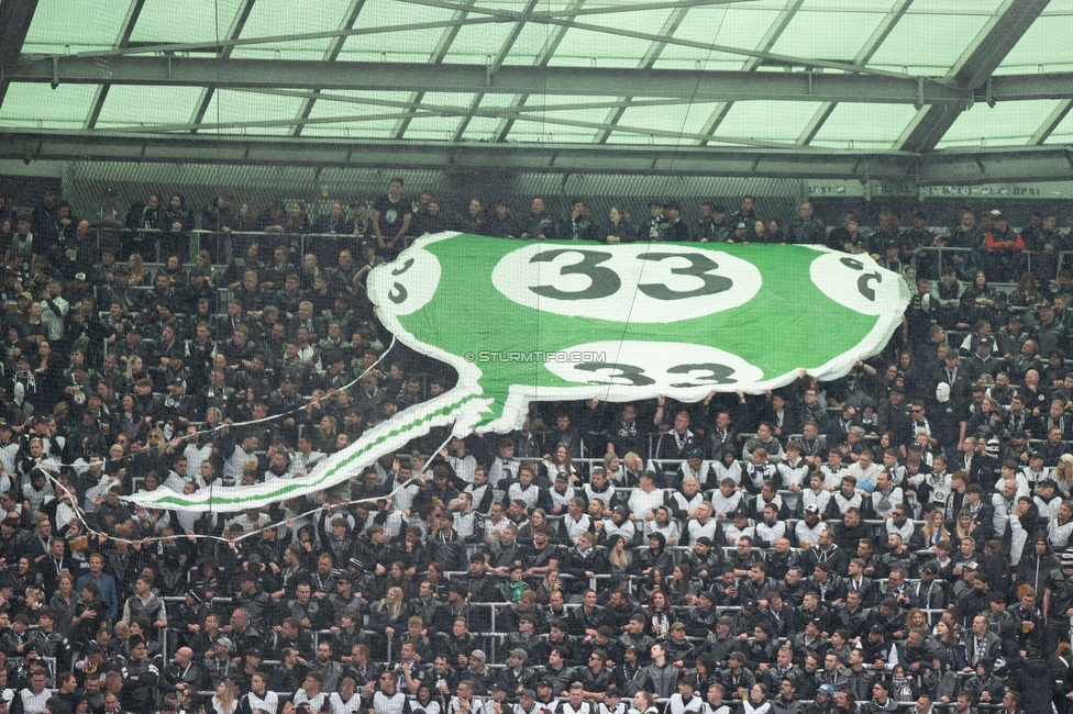Rapid Wien - Sturm Graz
Oesterreichische Fussball Bundesliga, 31. Runde, SK Rapid Wien - SK Sturm Graz, Weststadion Wien, 18.05.2024. 

Foto zeigt Fans von Sturm mit einer Choreografie
