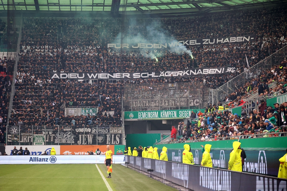Rapid Wien - Sturm Graz
Oesterreichische Fussball Bundesliga, 31. Runde, SK Rapid Wien - SK Sturm Graz, Weststadion Wien, 18.05.2024. 

Foto zeigt Fans von Sturm
