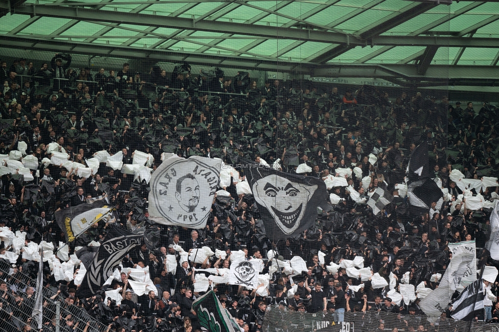 Rapid Wien - Sturm Graz
Oesterreichische Fussball Bundesliga, 31. Runde, SK Rapid Wien - SK Sturm Graz, Weststadion Wien, 18.05.2024. 

Foto zeigt Fans von Sturm
