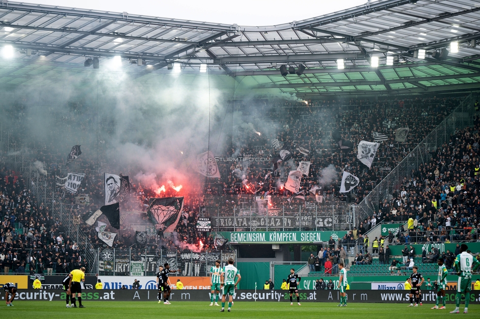 Rapid Wien - Sturm Graz
Oesterreichische Fussball Bundesliga, 31. Runde, SK Rapid Wien - SK Sturm Graz, Weststadion Wien, 18.05.2024. 

Foto zeigt Fans von Sturm
