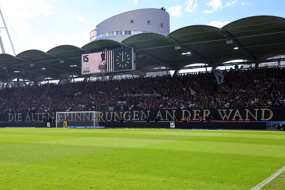 Sturm Graz - Wolfsberg
Oesterreichische Fussball Bundesliga, 32. Runde, SK Sturm Graz - Wolfsberger AC, Stadion Liebenau Graz, 24.05.2025. 

Foto zeigt Fans von Sturm mit einer Choreografie

