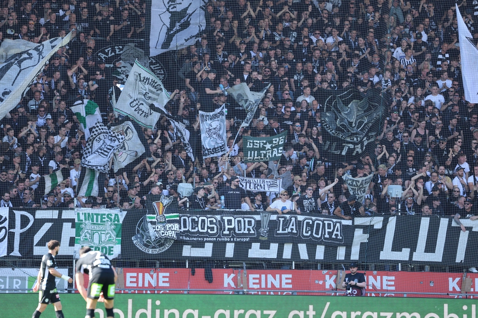 Sturm Graz - Wolfsberg
Oesterreichische Fussball Bundesliga, 32. Runde, SK Sturm Graz - Wolfsberger AC, Stadion Liebenau Graz, 24.05.2025. 

Foto zeigt Fans von Sturm mit einem Spruchband
Schlüsselwörter: sturmflut