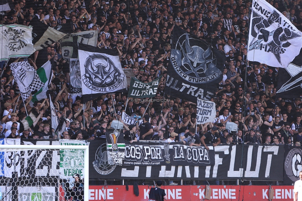 Sturm Graz - WAC
Oesterreichische Fussball Bundesliga, 32. Runde, SK Sturm Graz - Wolfsberger AC, Stadion Liebenau Graz, 24.05.2025. 

Foto zeigt Fans von Sturm mit einem Spruchband
