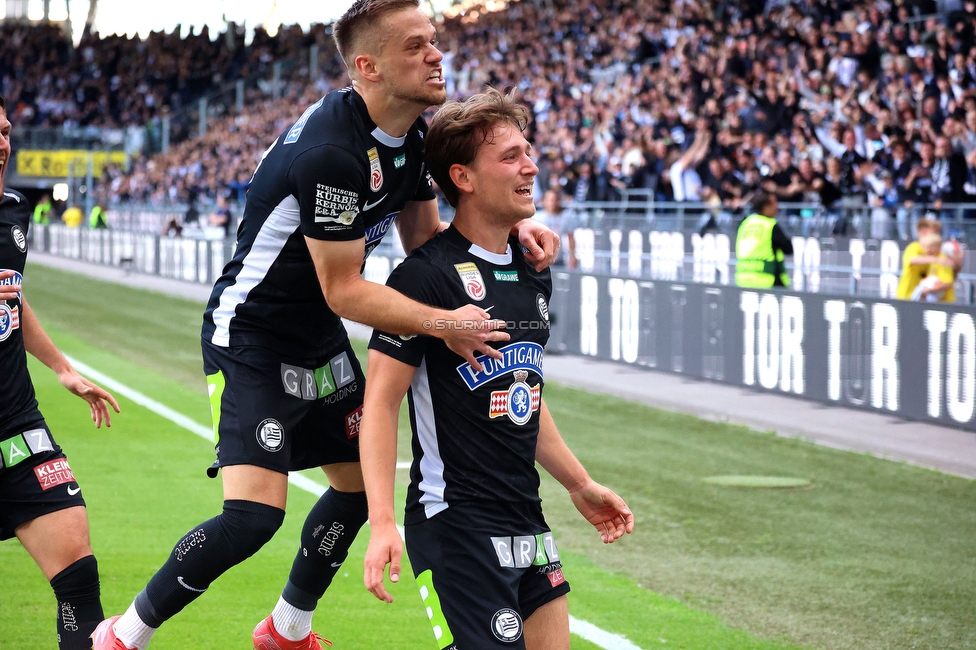 Sturm Graz - Wolfsberg
Oesterreichische Fussball Bundesliga, 32. Runde, SK Sturm Graz - Wolfsberger AC, Stadion Liebenau Graz, 24.05.2025. 

Foto zeigt Tomi Horvat (Sturm) und William Boeving (Sturm)
Schlüsselwörter: torjubel