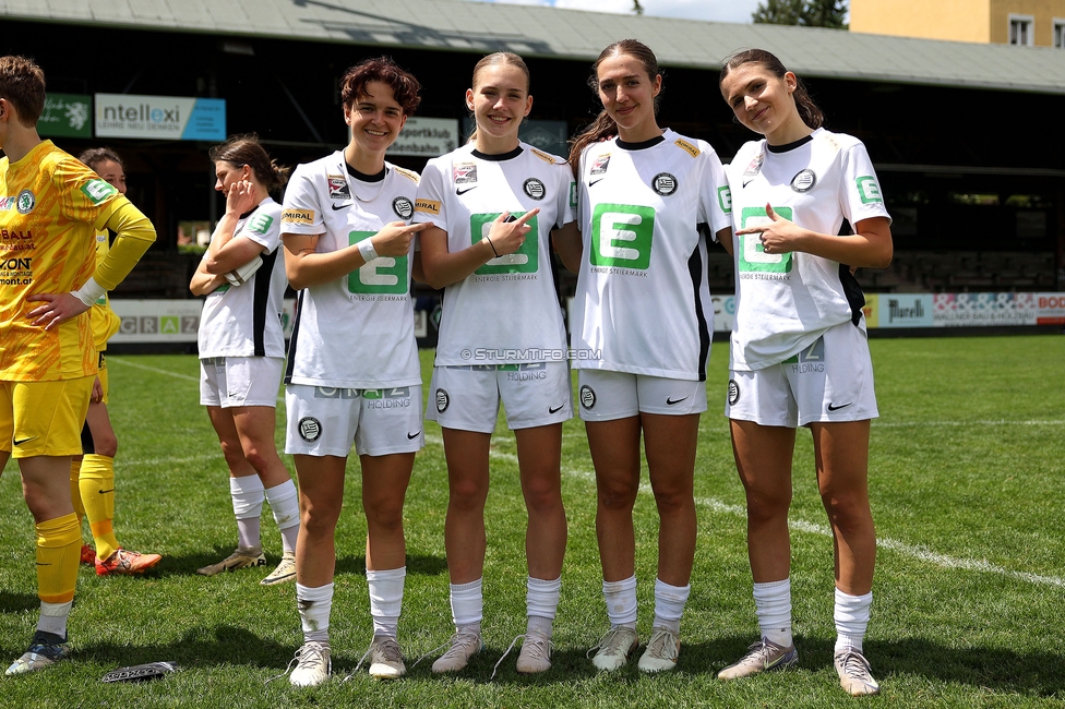 Sturm Damen - GAK 1902
Testspiel, SK Sturm Graz Damen - GAK 1902, Gruabn Graz, 18.05.2025. 

Foto zeigt Leonie Christin Tragl (Sturm Damen), Lena Breznik (Sturm Damen), Modesta Uka (Sturm Damen) und Marie Spiess (Sturm Damen)
