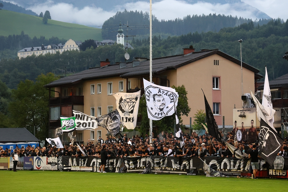 SK Bischofshofen - Sturm Graz
OEFB Cup 1. Runde, SK Bischofshofen - SK Sturm Graz, Sportplatz Bischofshofen, 25.07.2025. 

Foto zeigt Fans von Sturm
