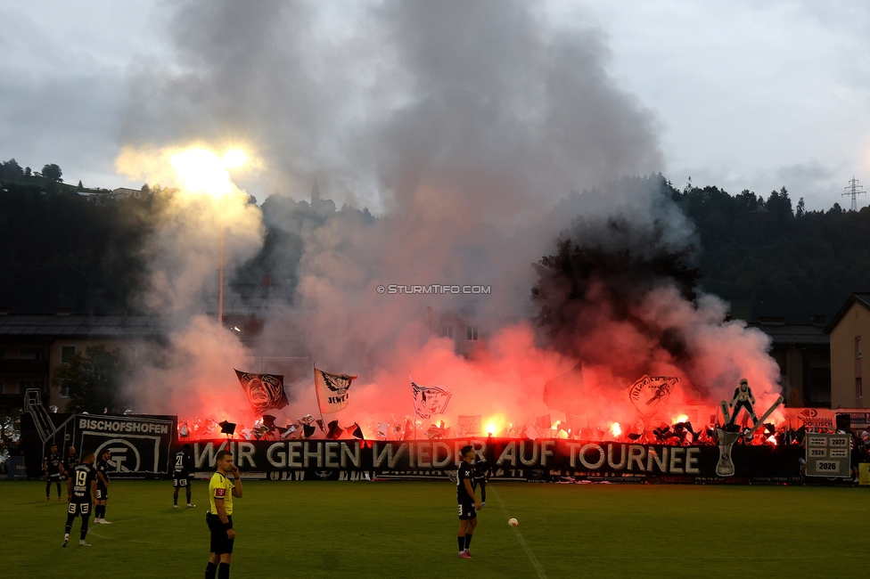 SK Bischofshofen - Sturm Graz
OEFB Cup 1. Runde, SK Bischofshofen - SK Sturm Graz, Sportplatz Bischofshofen, 25.07.2025. 

Foto zeigt Fans von Sturm
