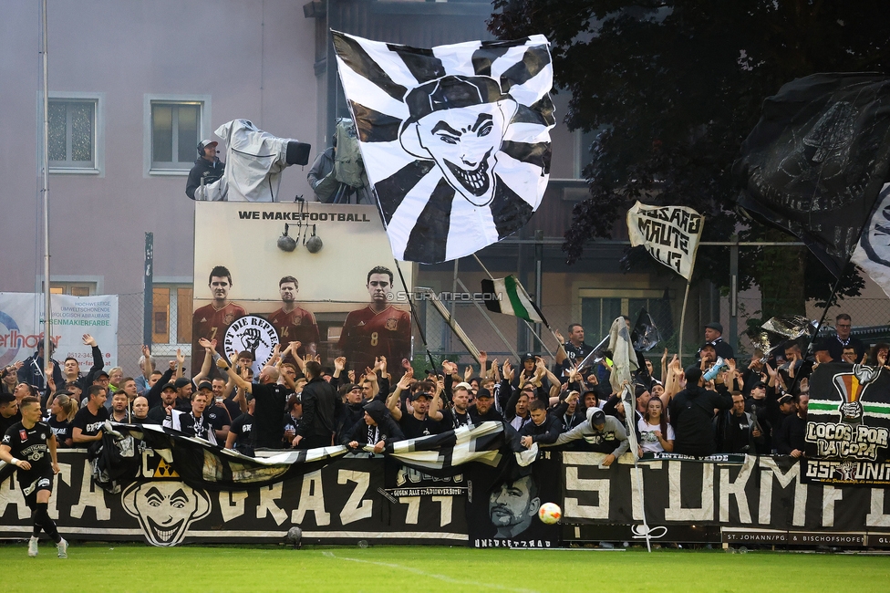 SK Bischofshofen - Sturm Graz
OEFB Cup 1. Runde, SK Bischofshofen - SK Sturm Graz, Sportplatz Bischofshofen, 25.07.2025. 

Foto zeigt Fans von Sturm
