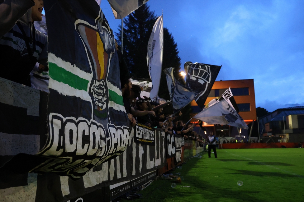 SK Bischofshofen - Sturm Graz
OEFB Cup 1. Runde, SK Bischofshofen - SK Sturm Graz, Sportplatz Bischofshofen, 25.07.2025. 

Foto zeigt Fans von Sturm
