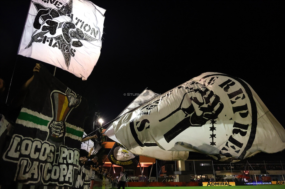 SK Bischofshofen - Sturm Graz
OEFB Cup 1. Runde, SK Bischofshofen - SK Sturm Graz, Sportplatz Bischofshofen, 25.07.2025. 

Foto zeigt Fans von Sturm
