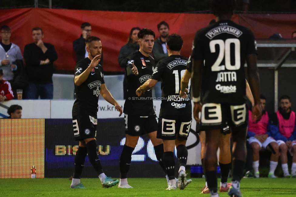 SK Bischofshofen - Sturm Graz
OEFB Cup 1. Runde, SK Bischofshofen - SK Sturm Graz, Sportplatz Bischofshofen, 25.07.2025. 

Foto zeigt Leon Grgic (Sturm) und Tomi Horvat (Sturm)
