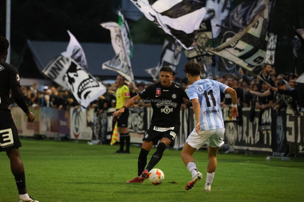 SK Bischofshofen - Sturm Graz
OEFB Cup 1. Runde, SK Bischofshofen - SK Sturm Graz, Sportplatz Bischofshofen, 25.07.2025. 

Foto zeigt Emir Karic (Sturm)

