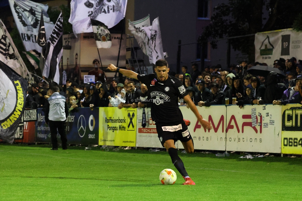 SK Bischofshofen - Sturm Graz
OEFB Cup 1. Runde, SK Bischofshofen - SK Sturm Graz, Sportplatz Bischofshofen, 25.07.2025. 

Foto zeigt Emir Karic (Sturm)
