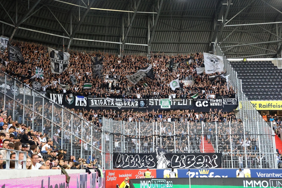 LASK - Sturm Graz
Oesterreichische Fussball Bundesliga, 1. Runde, Linzer ASK - SK Sturm Graz, Raiffeisen Arena Linz, 01.08.2025. 

Foto zeigt Fans von Sturm
