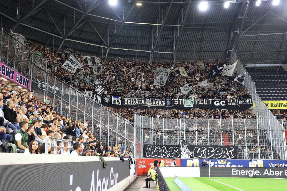 LASK - Sturm Graz
Oesterreichische Fussball Bundesliga, 1. Runde, Linzer ASK - SK Sturm Graz, Raiffeisen Arena Linz, 01.08.2025. 

Foto zeigt Fans von Sturm
