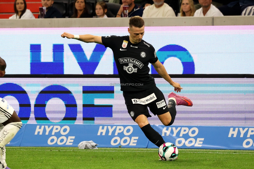 LASK - Sturm Graz
Oesterreichische Fussball Bundesliga, 1. Runde, Linzer ASK - SK Sturm Graz, Raiffeisen Arena Linz, 01.08.2025. 

Foto zeigt Dimitri Lavalee (Sturm)
