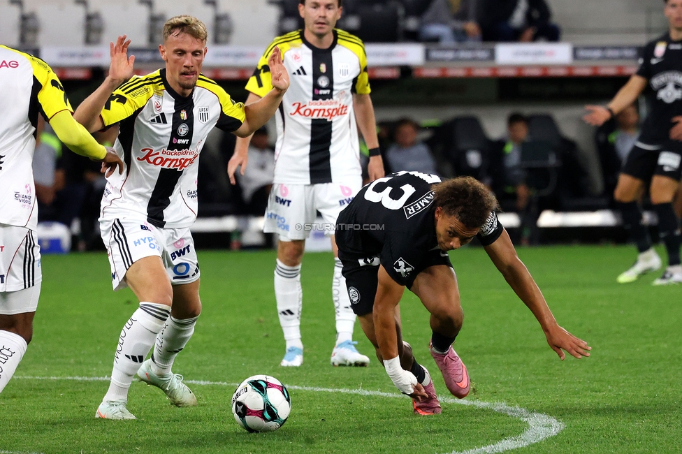 LASK - Sturm Graz
Oesterreichische Fussball Bundesliga, 1. Runde, Linzer ASK - SK Sturm Graz, Raiffeisen Arena Linz, 01.08.2025. 

Foto zeigt Jacob Peter Hoedl (Sturm)
