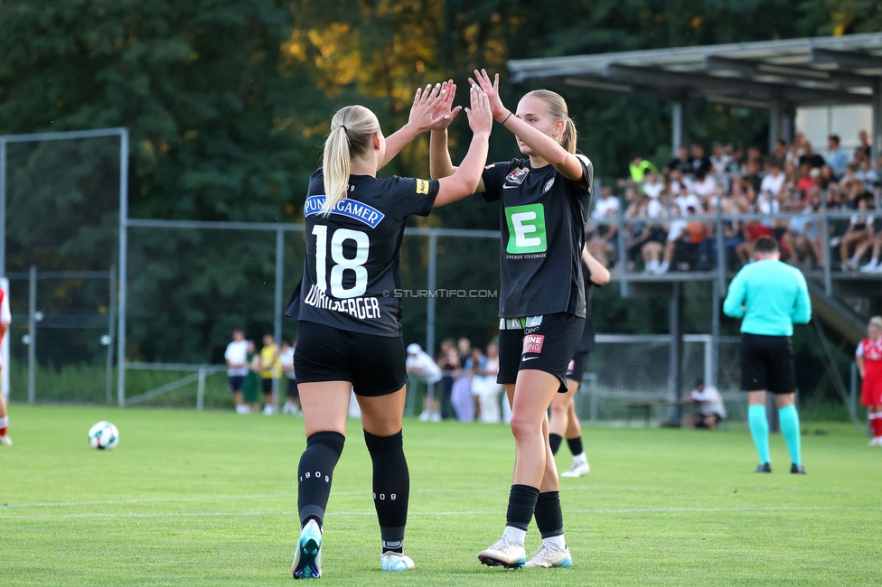 GAK - Sturm Graz Damen
SPORTLAND Niederoesterreich Frauen Cup, GAK 1902 - SK Sturm Graz, Sportzentrum Graz-Weinzoedl, 08.08.2025. 

Foto zeigt Anna Wirnsberger (Sturm Damen) und Lena Breznik (Sturm Damen)
