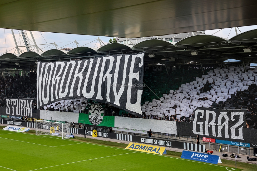 Sturm Graz - Rapid Wien
Oesterreichische Fussball Bundesliga, 2. Runde, SK Sturm Graz - SK Rapid Wien, Stadion Liebenau Graz, 10.08.2025. 

Foto zeigt Fans von Sturm mit einer Choreografie
