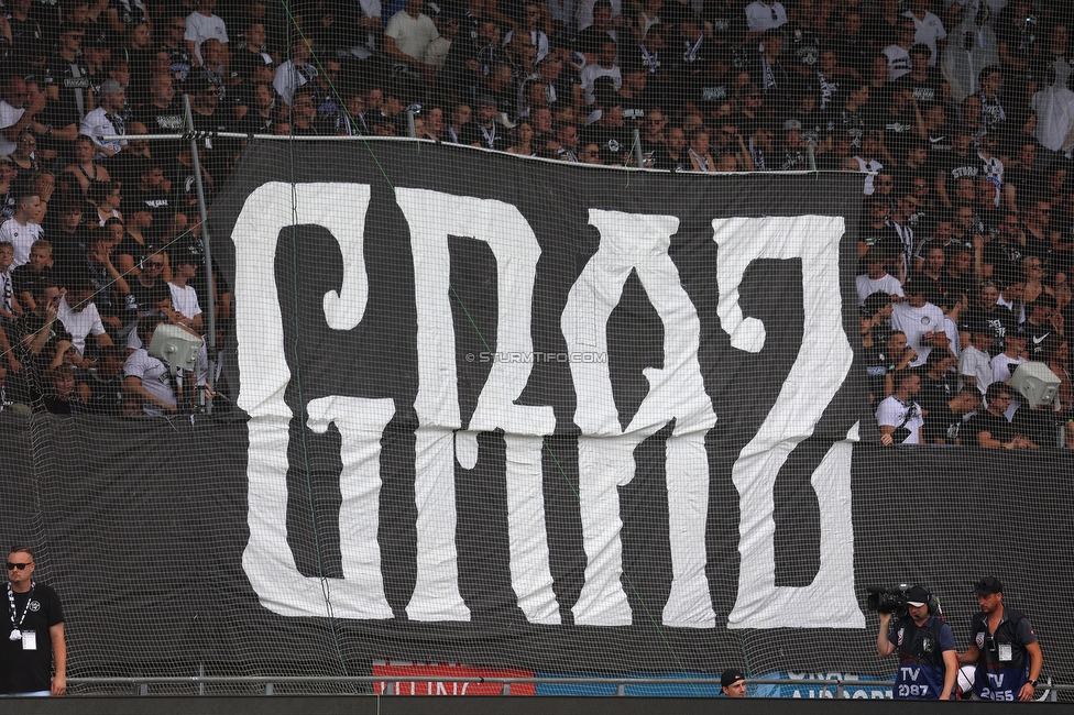 Sturm Graz - Rapid
Oesterreichische Fussball Bundesliga, 2. Runde, SK Sturm Graz - SK Rapid Wien, Stadion Liebenau Graz, 10.08.2025. 

Foto zeigt Fans von Sturm mit einer Choreografie

