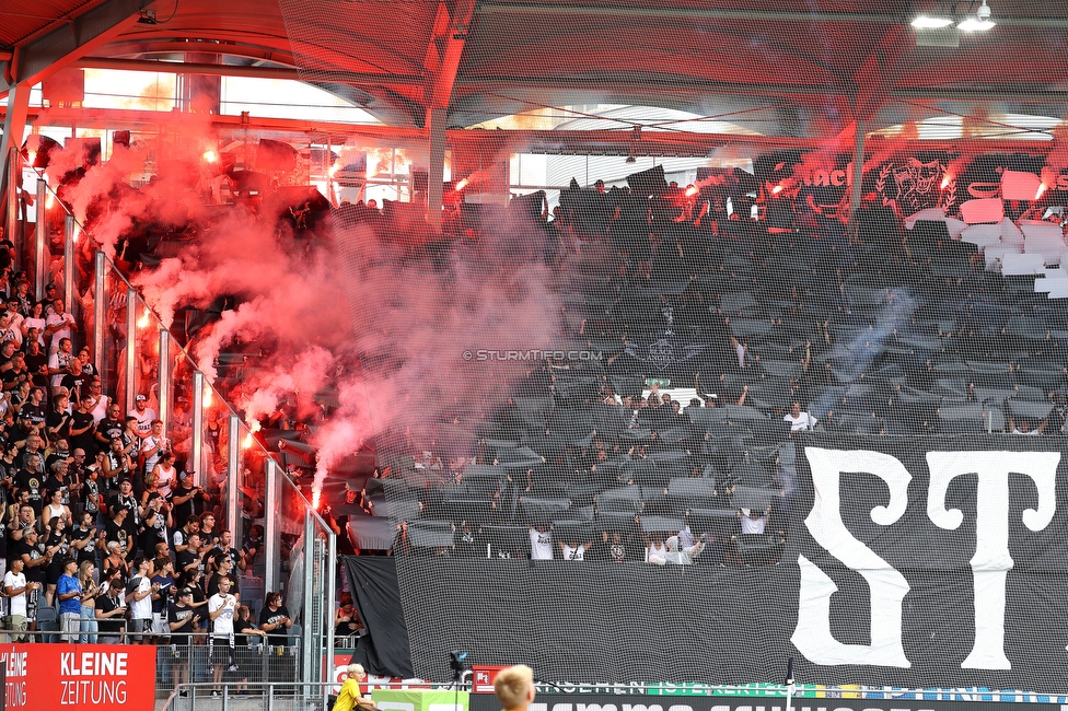 Sturm Graz - Rapid
Oesterreichische Fussball Bundesliga, 2. Runde, SK Sturm Graz - SK Rapid Wien, Stadion Liebenau Graz, 10.08.2025. 

Foto zeigt Fans von Sturm mit einer Choreografie
