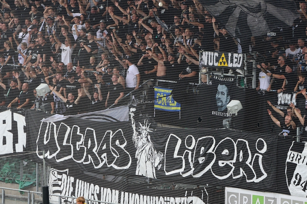 Sturm Graz - Rapid Wien
Oesterreichische Fussball Bundesliga, 2. Runde, SK Sturm Graz - SK Rapid Wien, Stadion Liebenau Graz, 10.08.2025. 

Foto zeigt Fans von Sturm
